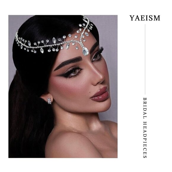 Wedding Headpiece Rhinestone Bridal Headband Silver Leaf Hair Accessory main image 6